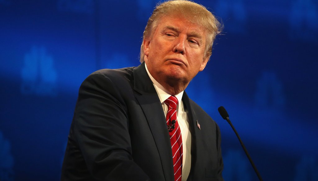 Presidential candidate Donald Trump pauses during the CNBC Republican presidential debate on Oct. 28, 2015. (Getty Images)